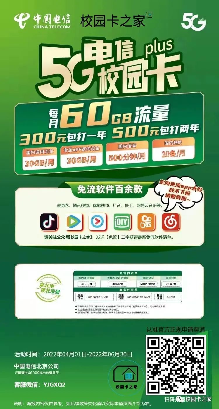 2022年浙江电信校园卡300包一年，每月80G流量+500分钟通话插图3