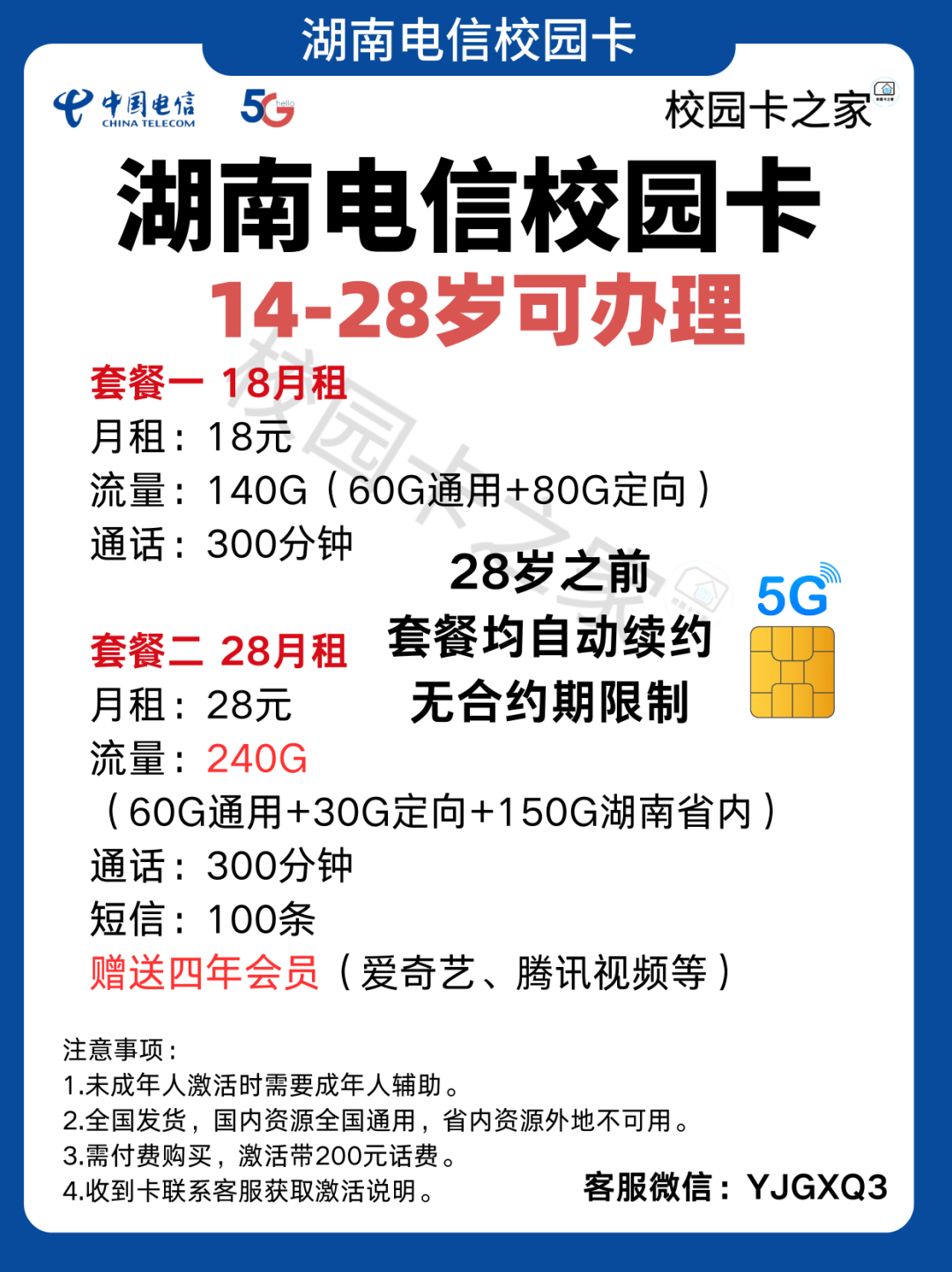2024年湖南电信校园卡240G超大流量，未成年能办理的手机卡！插图1